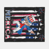 Couverture Polaire Oncle patriotique Sam Dabbing 4 juillet (Devant (Horizontal))
