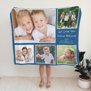 Couverture Polaire Oncle We Love You Photo Collage Blue