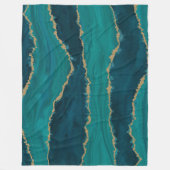 Couverture Polaire Ondes d'agate sarcelle – Marbre abstrait avec or (Devant)