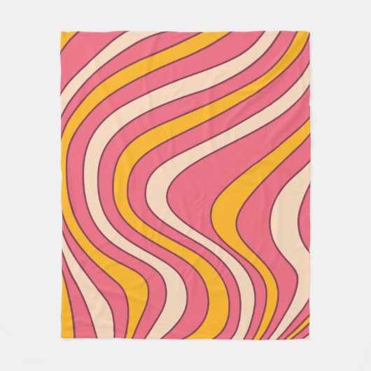 Couverture Polaire Ondes de style rétro rose et orange (Devant)