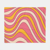 Couverture Polaire Ondes de style rétro rose et orange (Devant (Horizontal))