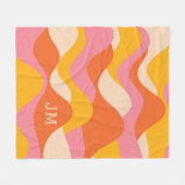 Couverture Polaire Ondes orageuses de style rétro (Devant (Horizontal))