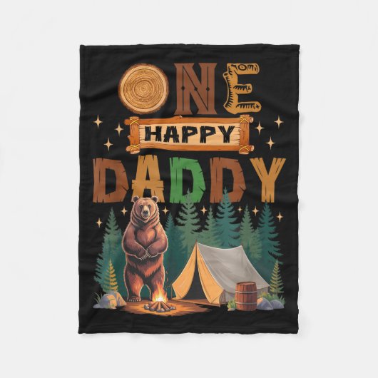 Couverture Polaire One Happy Daddy Camper 1st Birthday Camng Bear  (Devant)