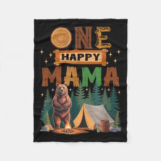 Couverture Polaire One Happy Mama Camper 1st Birthday Camng Bear  (Devant)