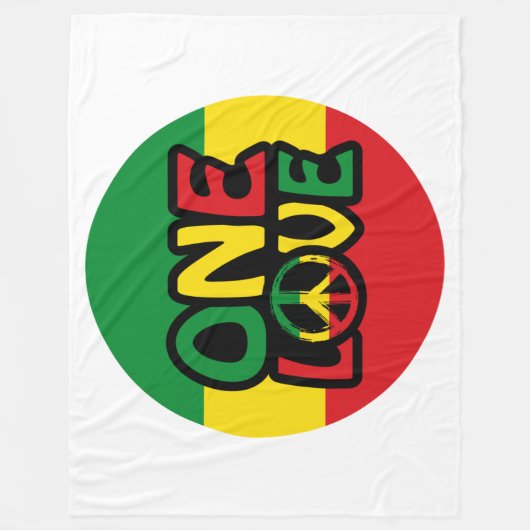 Couverture Polaire One Love, Reggae design avec des couleurs reggae (Devant)