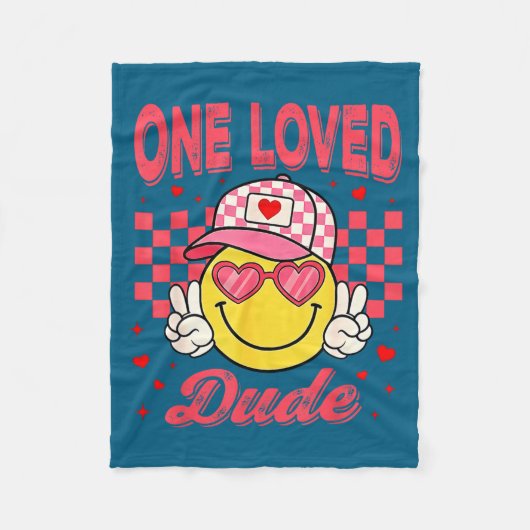 Couverture Polaire One Loved Dude Checkered Heart Valentines Day Boys (Devant)