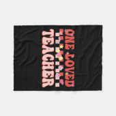 Couverture Polaire One Loved Teacher Happy Valentines Day Retro Groov (Devant (Horizontal))
