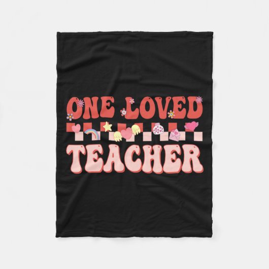 Couverture Polaire One Loved Teacher Happy Valentines Day Retro Groov (Devant)
