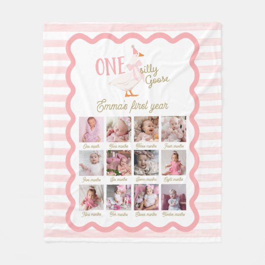 Couverture Polaire One Silly Goose 1st Birthday Photo Sign (Devant)