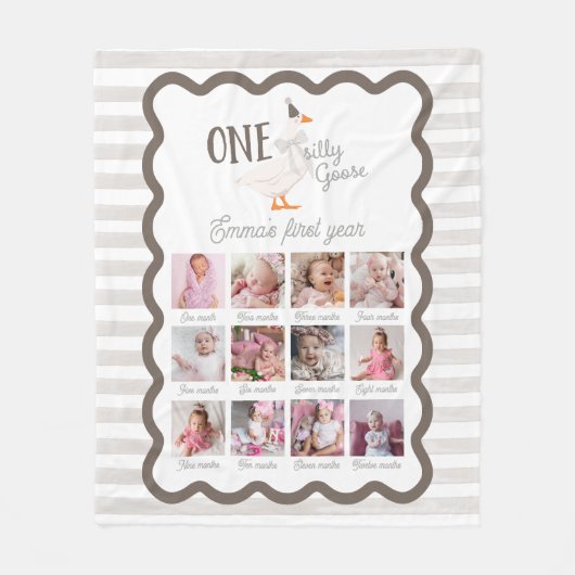 Couverture Polaire One Silly Goose 1st Birthday Photo Sign (Devant)