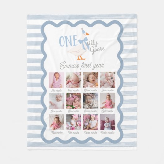 Couverture Polaire One Silly Goose 1st Birthday Photo Sign (Devant)
