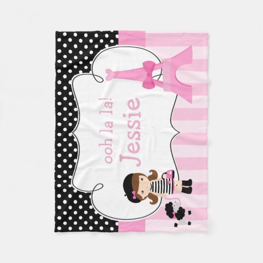 Couverture Polaire Ooh la Paris Tour Eiffel Rose et Noir (Devant)