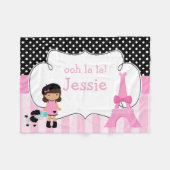Couverture Polaire Ooh la Paris Tour Eiffel Rose et Noir (Devant (Horizontal))