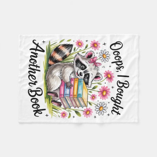 Couverture Polaire Oops I Bought Another Book Funny Cute Raccoon Read (Devant (Horizontal))