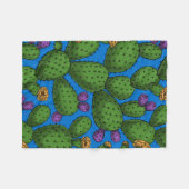 Couverture Polaire Opuntie de floraison en bleu (Devant (Horizontal))