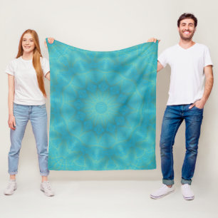 Couverture Polaire Or Abstrait et kaléidoscope bleu clair