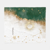 Couverture Polaire Or céleste Soleil Et Lune Étoiles Vert (Devant (Horizontal))