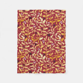 Couverture Polaire Or complexe et rouge saint motif