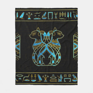 Couverture Polaire Or de chats égyptiens et verre souillé de bleu