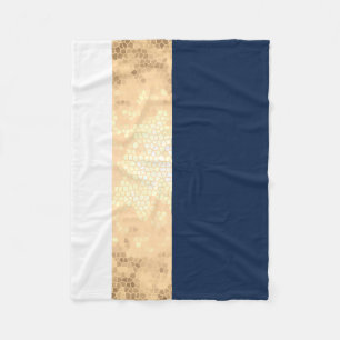 Couverture Polaire or élégant de faux, bleu marine, rayures blanche