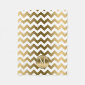 Couverture Polaire Or Et Blanc Zigzag Chevron (Devant)