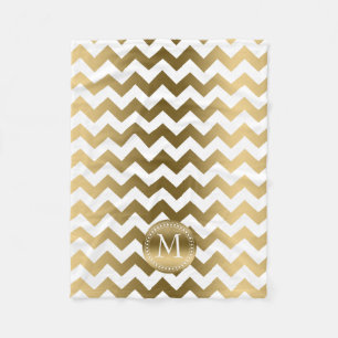 Couverture Polaire Or Et Blanc Zigzag Chevron