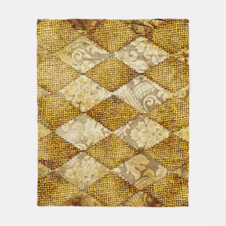Couverture Polaire Or Géométrique : Sophistication de Motif Rétro.