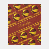 Couverture Polaire or marron J'aime basket filles sport décoration (Devant)