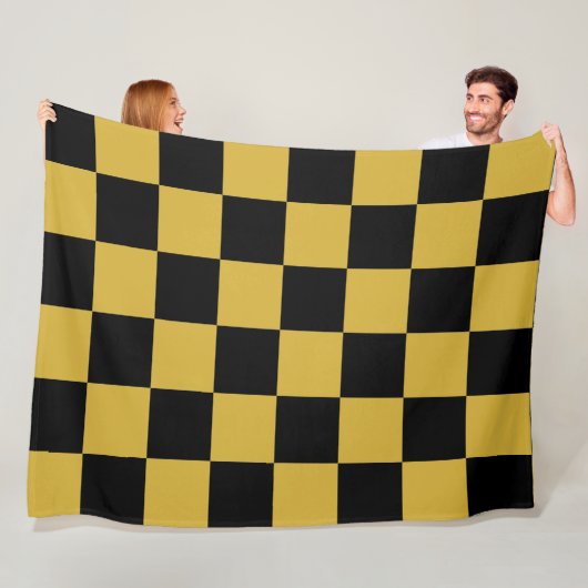 Couverture Polaire Or métallique avec style Carré noir (En situation)