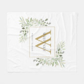 Couverture Polaire Or Monogramme Aquarelle Verdure (Devant (Horizontal))