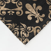 Couverture Polaire Or motif de fleur de lis sur noir (Coin)