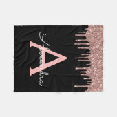 Couverture Polaire Or rose - Paillettes rose blush Monogram noir (Devant (Horizontal))