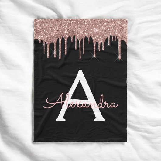 Couverture Polaire Or rose - Paillettes rose blush Monogram noir