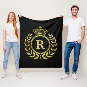 Couverture Polaire Or royal de noir de guirlande de laurier de