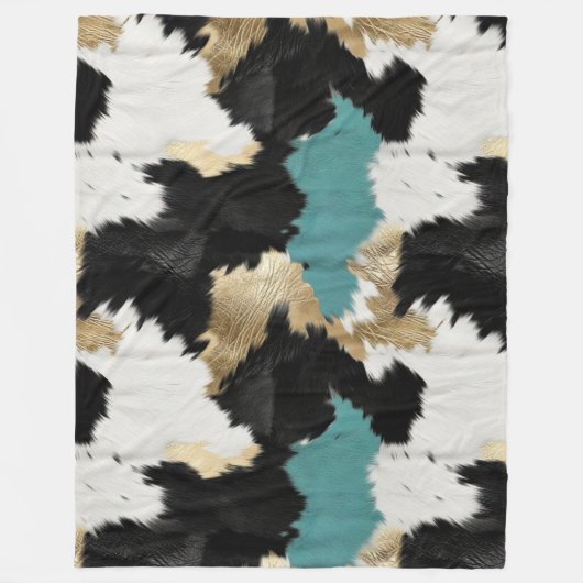 Couverture Polaire Or Turquoise, Blanc Noir (Devant)