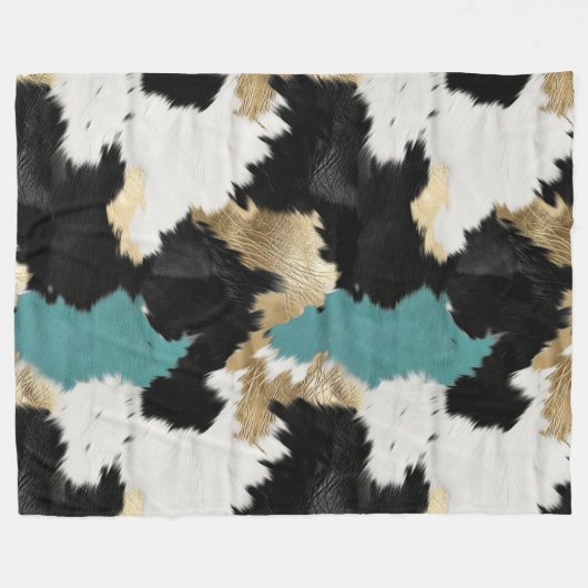 Couverture Polaire Or Turquoise, Blanc Noir (Devant (Horizontal))