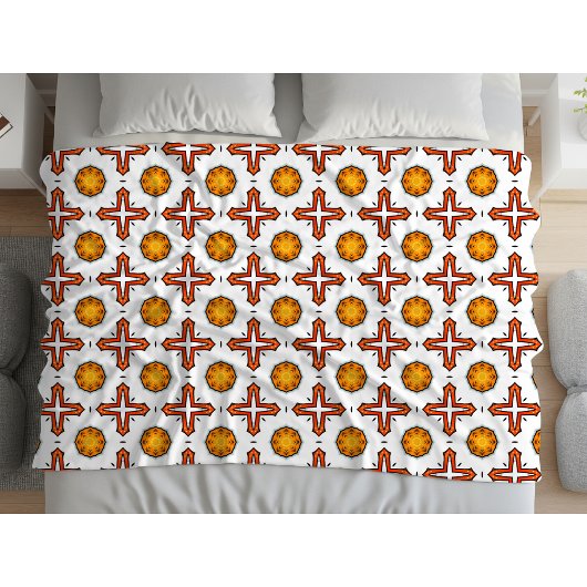 Couverture Polaire Orange and yellow mandala pattern 