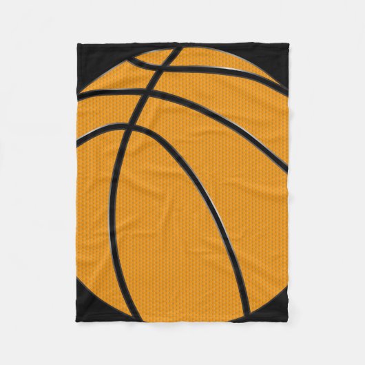 Couverture Polaire Orange Basketball Design avec Arrière - plan noir (Devant)