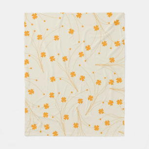 Couverture Polaire Orange Beige Tropical Floral Botanique Été