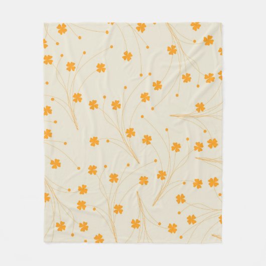 Couverture Polaire Orange Beige Tropical Floral Botanique Été (Devant)