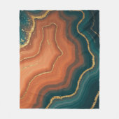 Couverture Polaire Orange Bleu et Géode Or (Devant)