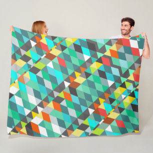 Couverture Polaire Orange bleu moderne Mint Abstrait Triangle Motif