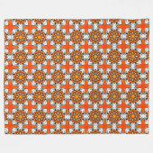 Couverture Polaire Orange, blue and white geometric mandala (Devant (Horizontal))