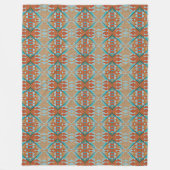 Couverture Polaire Orange Brown Aqua Turquoise Blue Tribal Art (Devant)