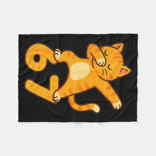 Couverture Polaire Orange Cat Dabbing Funny 67 Six Seven Meme  (Devant (Horizontal))