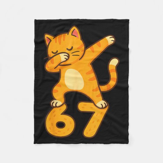 Couverture Polaire Orange Cat Dabbing Funny 67 Six Seven Meme  (Devant)
