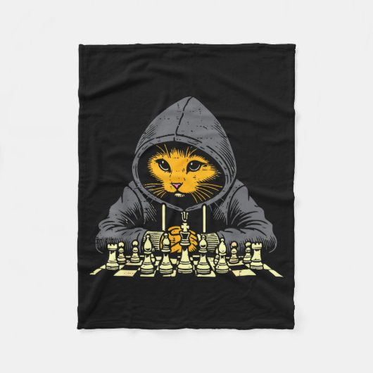 Couverture Polaire Orange Cat Hoodie Playing Chess Game Cool Women Me (Devant)
