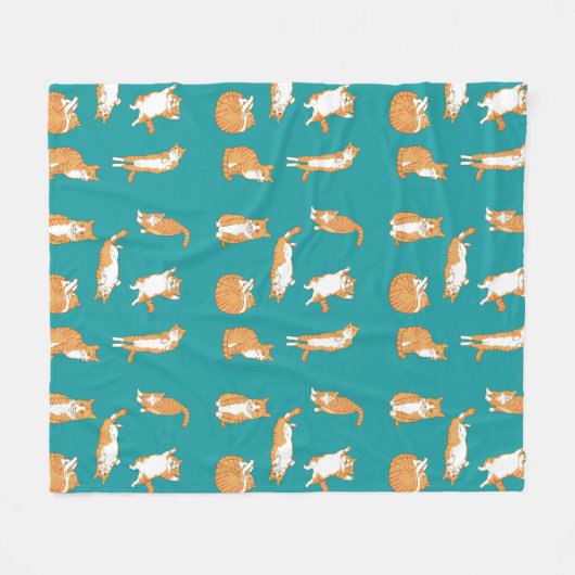 Couverture Polaire Orange Cats Funny (Devant (Horizontal))