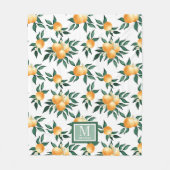 Couverture Polaire Orange Citrus Monogramme Nom Aquarelle (Devant)