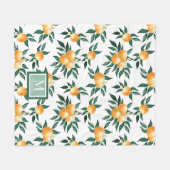 Couverture Polaire Orange Citrus Monogramme Nom Aquarelle (Devant (Horizontal))